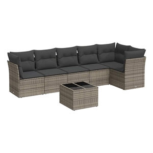Afuera Living Contemporary 7 Piece Poly Rattan Sofa Set in Gray