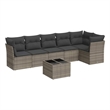 Afuera Living Contemporary 7 Piece Poly Rattan Sofa Set in Gray