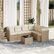 Afuera Living Contemporary 7 Piece Poly Rattan Sofa Set in Beige