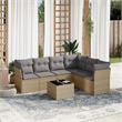 Afuera Living Contemporary Synthetic Poly Rattan 7 Piece  Sofa Set in Beige