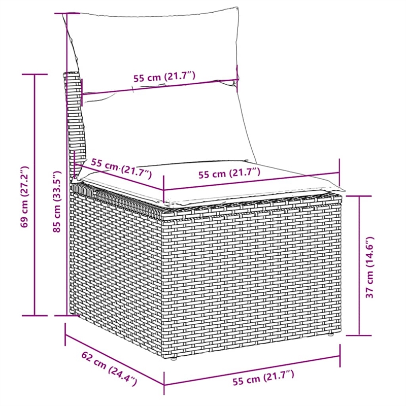 Afuera Living Contemporary 7 Piece Poly Rattan Sofa Set in Gray