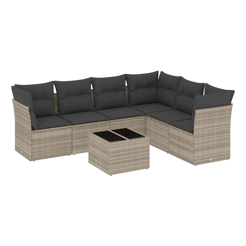 Afuera Living Contemporary 7 Piece Poly Rattan Sofa Set in Gray