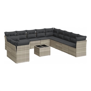 Afuera Living Contemporary Synthetic Poly Rattan Small Sofa Set in Gray