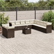 Afuera Living Contemporary 12 Piece Poly Rattan Large Sofa Set in Brown