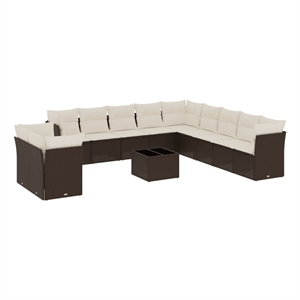 Afuera Living Contemporary 12 Piece Poly Rattan Large Sofa Set in Brown