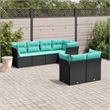 Afuera Living Contemporary 7 Piece Poly Rattan Sofa Set in Black