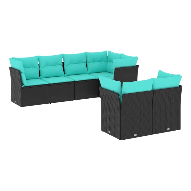 Afuera Living Contemporary 7 Piece Poly Rattan Sofa Set in Black