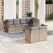 Afuera Living Contemporary 7 Piece Poly Rattan Sofa Set in Gray/Beige
