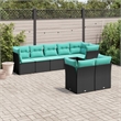 Afuera Living 8 Piece Poly Rattan Large Sofa Set in Black/Blue