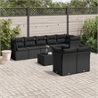 Afuera Living Contemporary 9 Piece Poly Rattan Sofa Set in Black