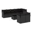 Afuera Living Contemporary 9 Piece Poly Rattan Sofa Set in Black