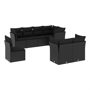 Afuera Living Contemporary 8 Piece Poly Rattan Sofa Set in Black