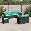 Afuera Living Contemporary Synthetic Poly Rattan 8 Piece Sofa Set in Black