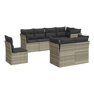 Afuera Living Contemporary Synthetic Poly Rattan 8 Piece  Sofa Set in Gray