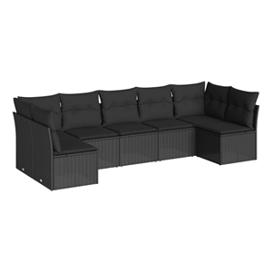 Afuera Living Contemporary 7 Piece Poly Rattan Patio Sofa Set in Black