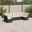 Afuera Living Contemporary 7 Piece Poly Rattan Sofa Set in Black/Cream