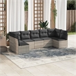Afuera Living Contemporary 7 Piece Poly Rattan Sofa Set in Gray