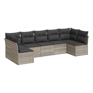 Afuera Living Contemporary 7 Piece Poly Rattan Sofa Set in Gray