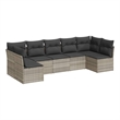 Afuera Living Contemporary 7 Piece Poly Rattan Sofa Set in Gray