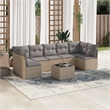 Afuera Living Contemporary 8 Piece Poly Rattan Sofa Set in Gray/Beige