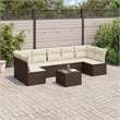 Afuera Living Contemporary 8 Piece Poly Rattan Large Sofa Set in Brown