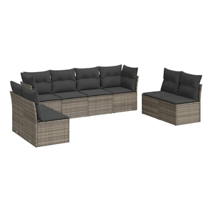 Afuera Living Contemporary 8 Piece Poly Rattan Large Sofa Set in Gray