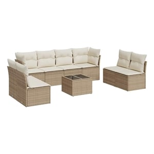 Afuera Living Contemporary Synthetic Poly Rattan  Sofa Set in Beige