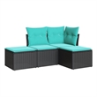 Afuera Living Contemporary Poly Rattan Sofa Set in Black/Blue