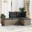 Afuera Living Contemporary 4 Piece Poly Rattan Sofa Set in Gray