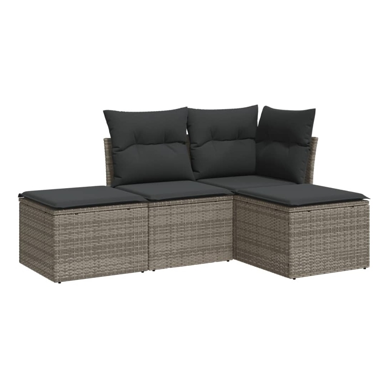 Afuera Living Contemporary 4 Piece Poly Rattan Sofa Set in Gray