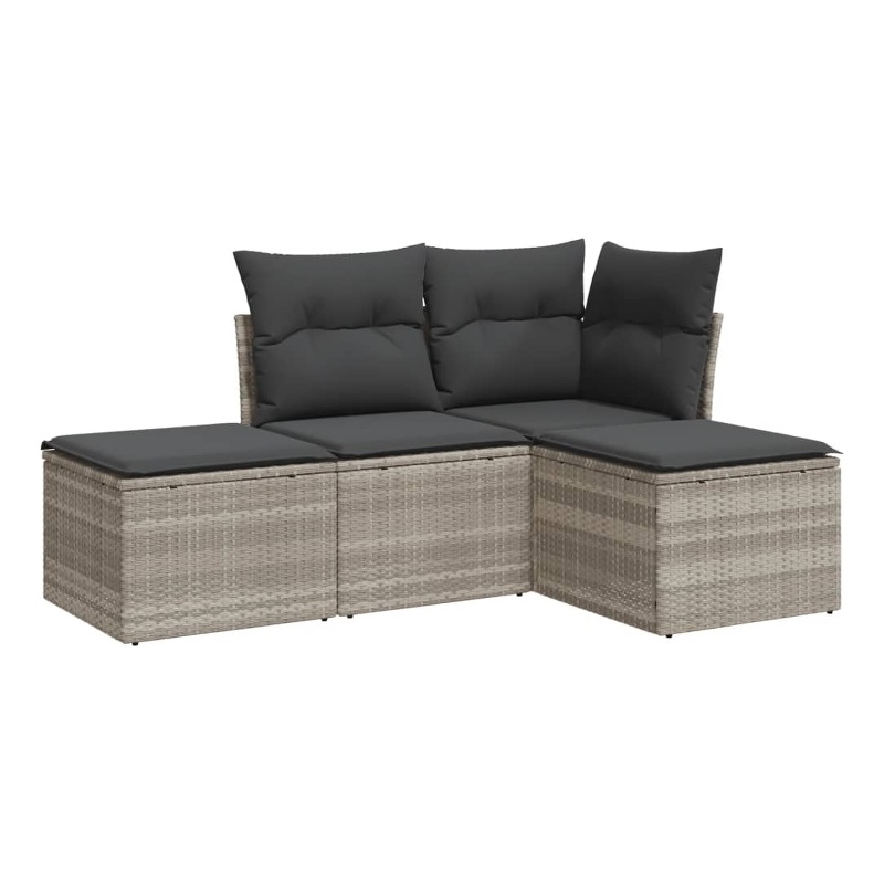 Afuera Living Contemporary Synthetic Poly Rattan  Sofa Set in Gray