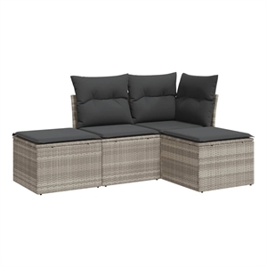 Afuera Living Contemporary Synthetic Poly Rattan  Sofa Set in Gray