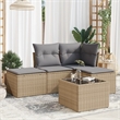 Afuera Living Contemporary Synthetic Poly Rattan 5 Piece Sofa Set in Gray/Beige