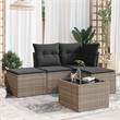 Afuera Living Contemporary Synthetic Poly Rattan 5 Piece  Sofa Set in Gray