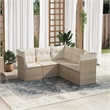 Afuera Living Synthetic Poly Rattan 5 Piece Medium Sofa Set in Beige