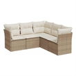 Afuera Living Synthetic Poly Rattan 5 Piece Medium Sofa Set in Beige