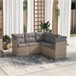 Afuera Living Contemporary Synthetic Poly Rattan 5 Piece Sofa Set in Gray/Beige