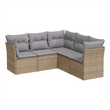 Afuera Living Contemporary Synthetic Poly Rattan 5 Piece Sofa Set in Gray/Beige