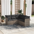 Afuera Living Contemporary Synthetic Poly Rattan 5 Piece  Sofa Set in Gray