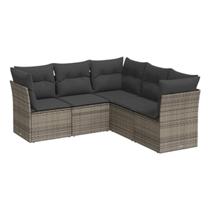Afuera Living Contemporary Synthetic Poly Rattan 5 Piece  Sofa Set in Gray