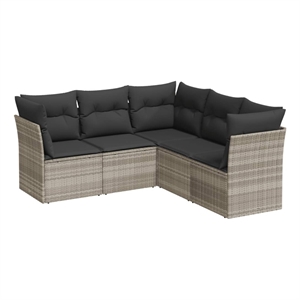 Afuera Living Contemporary 5 Piece Poly Rattan Sofa Set in Gray