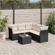 Afuera Living Contemporary 6 Piece Poly Rattan Sofa Set in Black/Cream