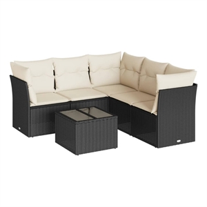 Afuera Living Contemporary 6 Piece Poly Rattan Sofa Set in Black/Cream