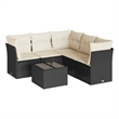 Afuera Living Contemporary 6 Piece Poly Rattan Sofa Set in Black/Cream