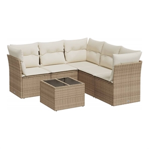 Afuera Living Contemporary Synthetic Poly Rattan 6 Piece Sofa Set in Beige