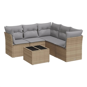 Afuera Living Contemporary 6 Piece Steel Standard Sofa Set in Beige