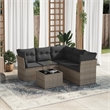 Afuera Living Contemporary 6 Piece Poly Rattan Sofa Set in Gray