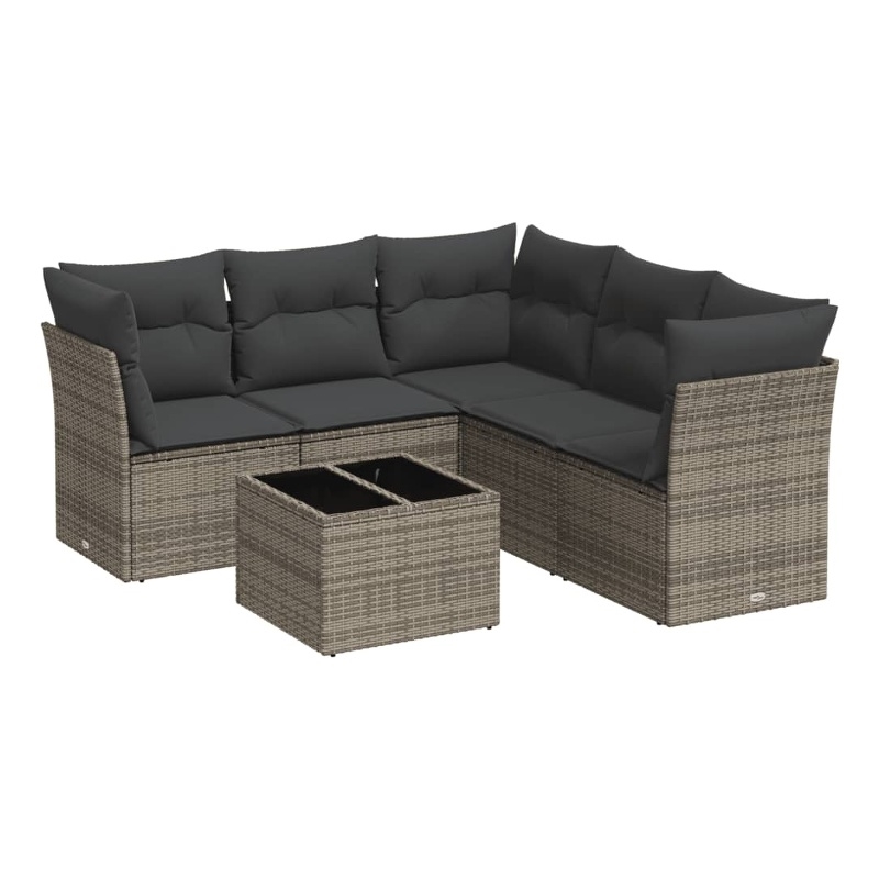 Afuera Living Contemporary 6 Piece Poly Rattan Sofa Set in Gray