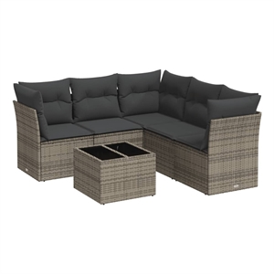 Afuera Living Contemporary 6 Piece Poly Rattan Sofa Set in Gray