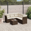 Afuera Living 6 Piece Poly Rattan Standard Sofa Set in Brown/Cream